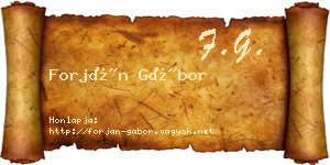 Forján Gábor névjegykártya